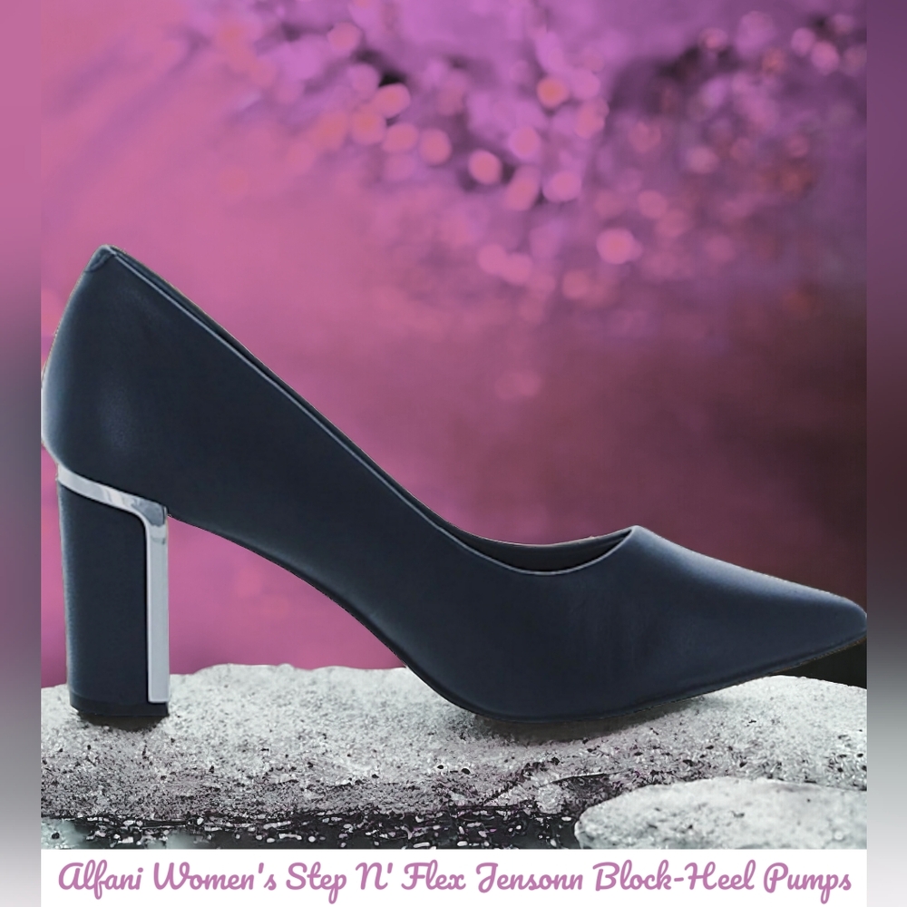 Alfani Women's Step N' Flex Jensonn Block-Heel Pumps Navy